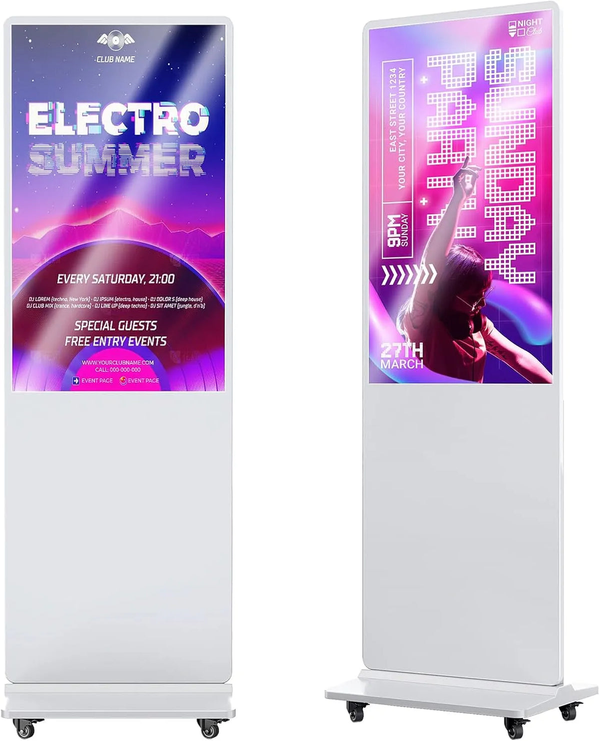 Digital Signage Display, LCD-Werbedisplay, Touch-Bedienung, WLAN, Android OS, 4K UHD, HDMI, USB, digitaler Werbeanzeige, Weiß, Non Touch Screen