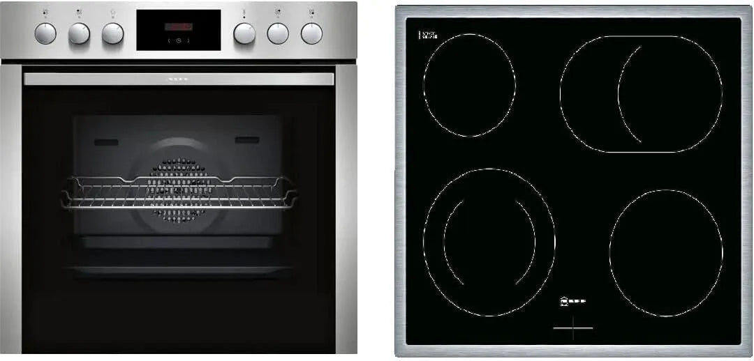 NEFF EDx40 E1CCD2AN3 Elektrokochfeld, 60 x 60 cm, Edelstahl, Cerankochfeld, LED-Display & M13R42N2, N 30, N 50, Herd-Set bestehend aus E1CCD2AN3