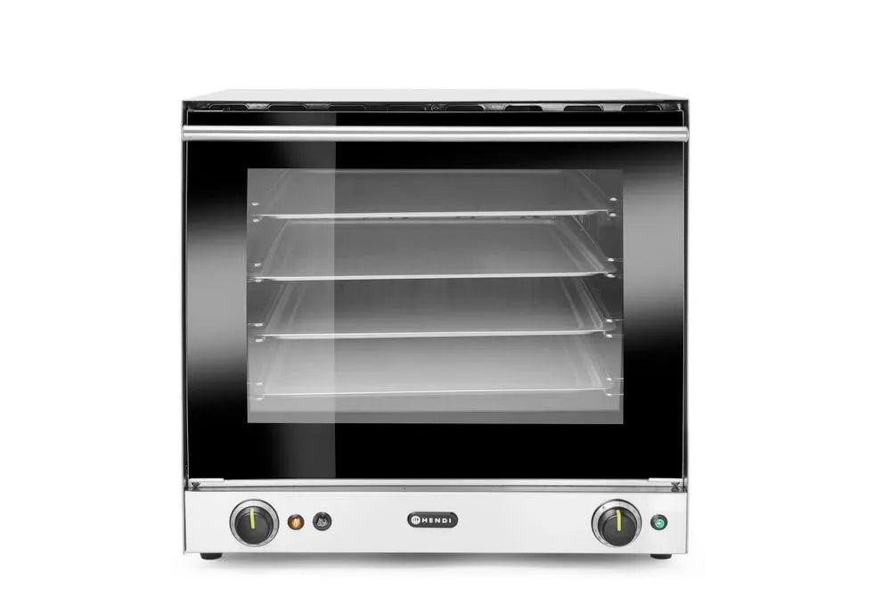 Backofen H90S 230V/2670W, 2 L, 2670 W, 50 bis 300 °C, 230 V, Dampf, 2 Temperaturzonen, Edelstahl, 595x595x, HENDI Heißluftofen mit Beschwadung, 570