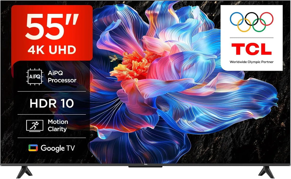 Google 55V6C Smart TV, 55 Zoll, Fernseher, 4K UHD, HDR, Dolby Audio, Google Assistant, Alexa und Siri, Motion Clarity