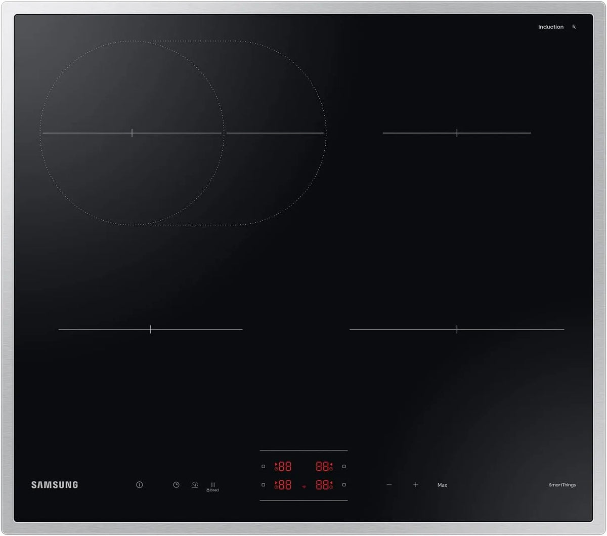 Samsung NZ64B4015HK/U1 Induktionskochfeld, 60 cm, Induktionsplatte, autark, SmartThings, Glaskeramik, Wide Induction, Sensortasten mit Slider