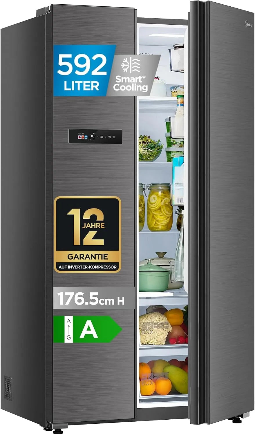 Kühlschrank, 592 L, 35 dB, Midea, No Frost, Humidity Control