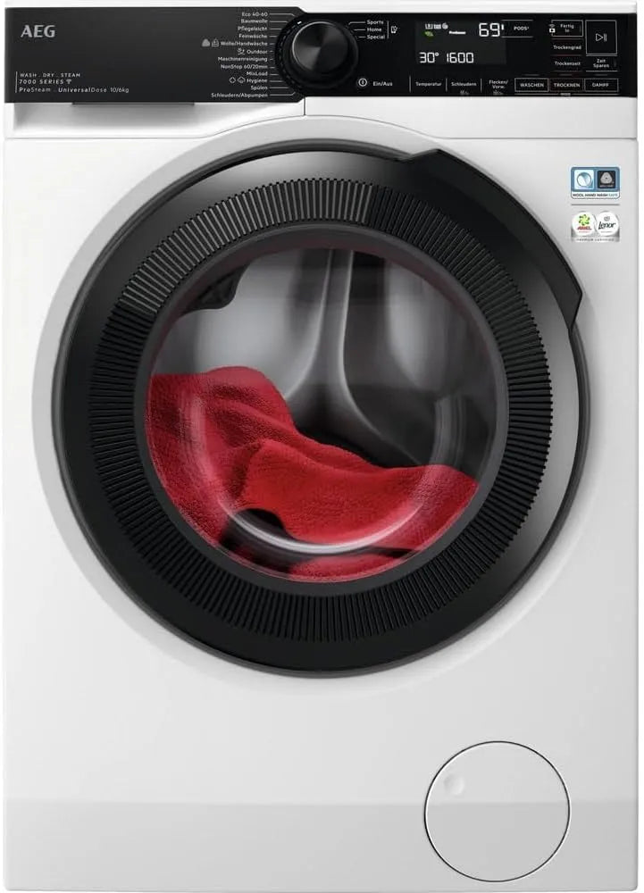 AEG LWR7E106Ex Waschtrockner, 10 kg, Waschmaschine, Trockner, WLAN, Skala A bis G