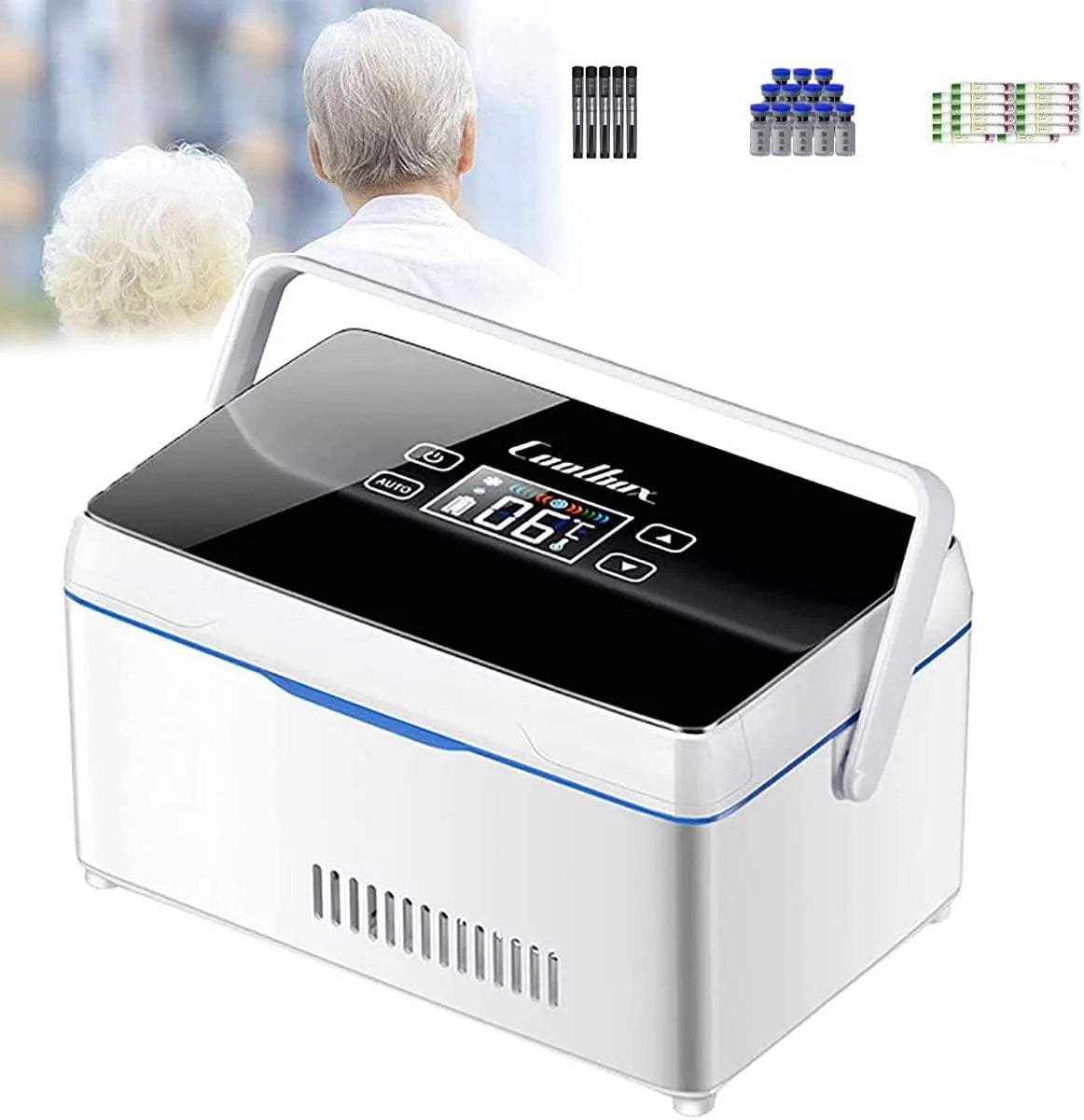 Elektrische Kühlbox, tragbar, USB, Medikamenten- und Insulintransport, mobile Kühlbox, 3 Batterien