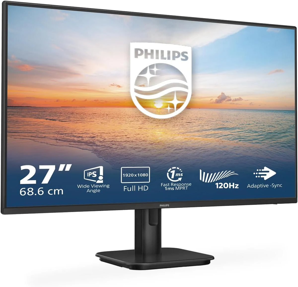 Philips 27E1N1100A Monitor, 27 Zoll, 1920 × 1080, 1 ms, 100 Hz, Full HD, IPS-Panel, HDMI, Schwarz, VGA, eingeb. Lautsprecher