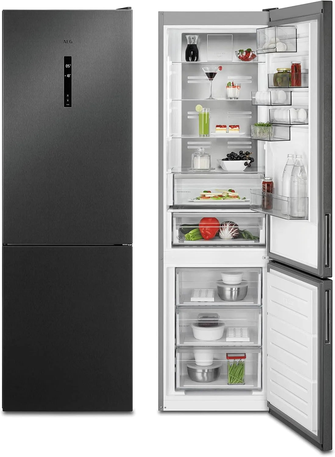 AEG Serie 8000 RCB736D5MB Kühl-Gefrierkombination, 366 L, No Frost, freistehend, Kühlschrank mit Gefrierfach, Schwarz, 2010 mm, Serie 8000 mit Cooling