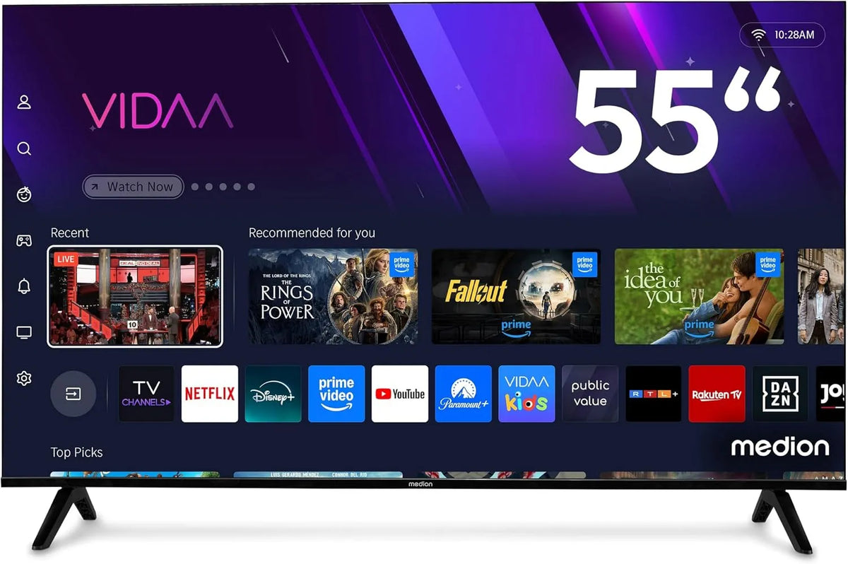 Smart TV, 55 Zoll, Fernseher, QLED, HDR, Dolby Audio, Bluetooth, PVR-Aufnahme, MD 855601, MEDION 138, Dolby Atmos, HBO Max, VIDAA Store, DAZN