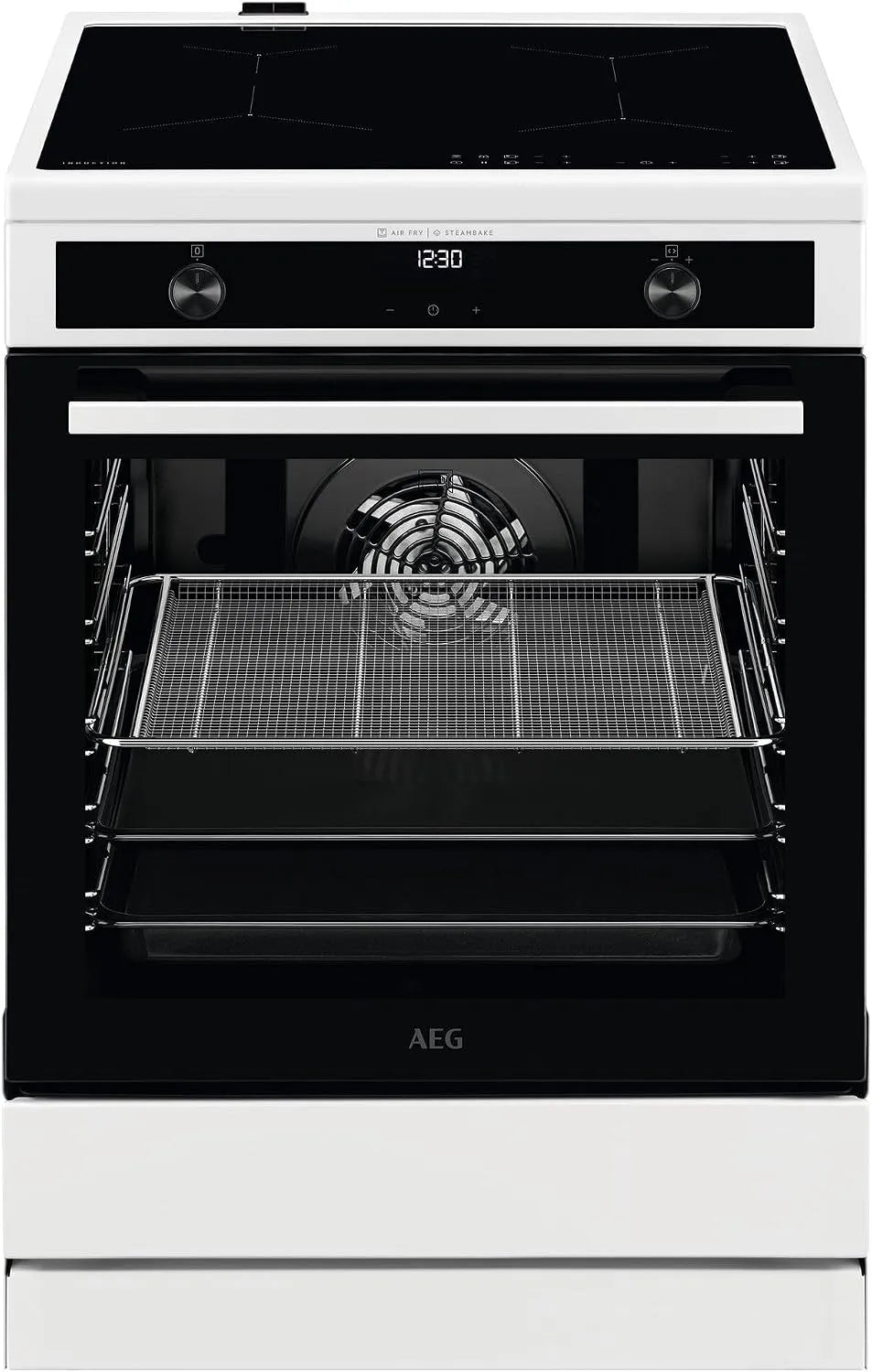 AEG CIB6644BBW Standherd mit Backofen, 60 cm, Touch-Bedienung, Kindersicherung, Grill, Display mit Uhr, Hob2Hood, SteamBake, mit Feuchtigkeitszugabe