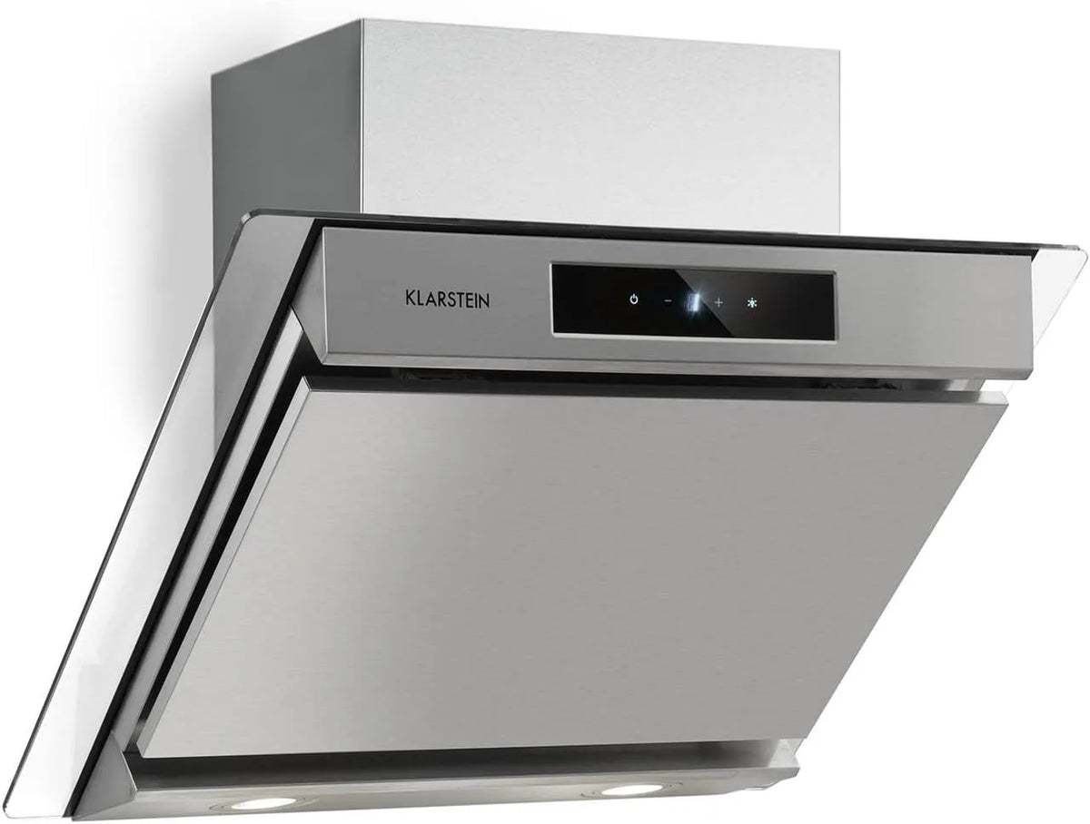 Klarstein Dunstabzugshaube, 60 cm, 604 m3/h, Küchenhaube, kopffrei und schräg, Abluft- und Umluftbetrieb, LED-Beleuchtung, leise, EEK: A, Umluft und