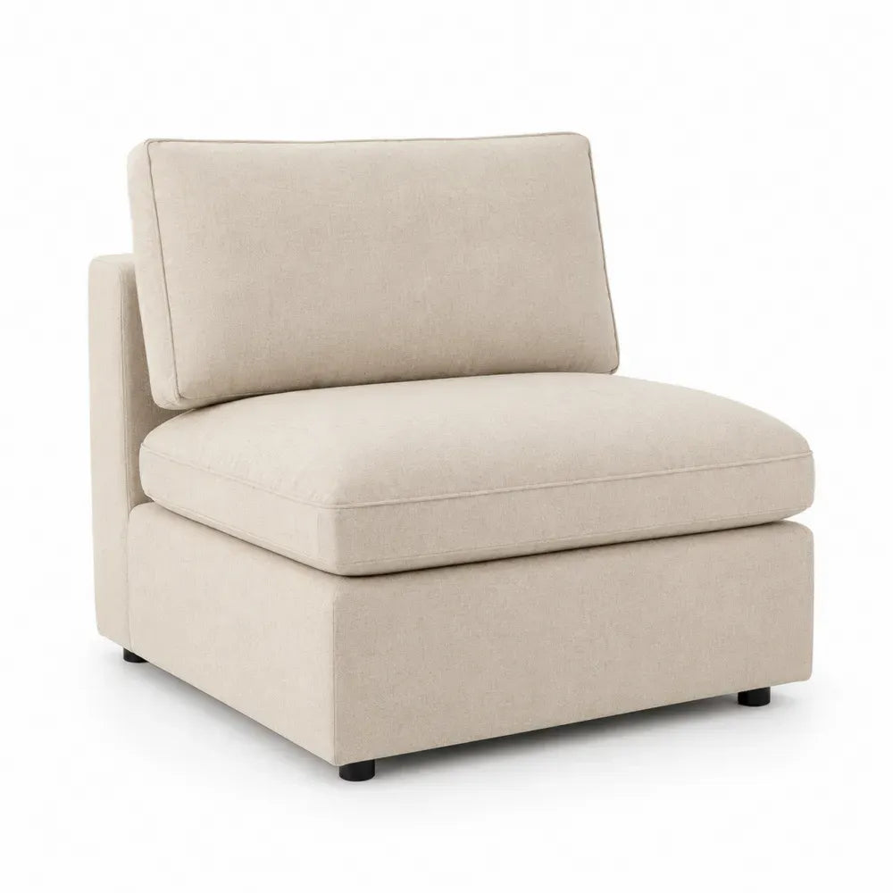 Modulares Sofa Mittelmodul ohne Armlehnen rechteckig 80 x 86 x 84 cm Polyestergewebe Beige Kiefernholz Schwarz