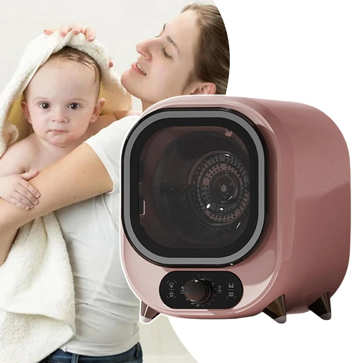 Wäschetrockner, 8 kg, Thermostat, Edelstahl, Mit Staubfilter, FüR Wohnung, Innenbereich, Reisen, Wohnmobil, Pink