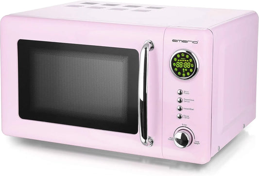 Mikrowelle MW-112141.1, 20 L, Mikrowellenofen, Rosa, Pink 700 Watt Mikrowelle 20 Liter Garraum Drehteller Retro Design Emerio MW-112141.1
