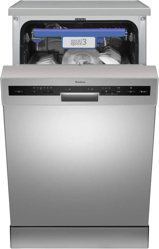 Amica Geschirrspüler, 45cm, aquaStop, Slim-Format, Silber, Amica Geschirrspüler 45cm Silber unterbaufähig AquaStopp OpenDry Türöffnung