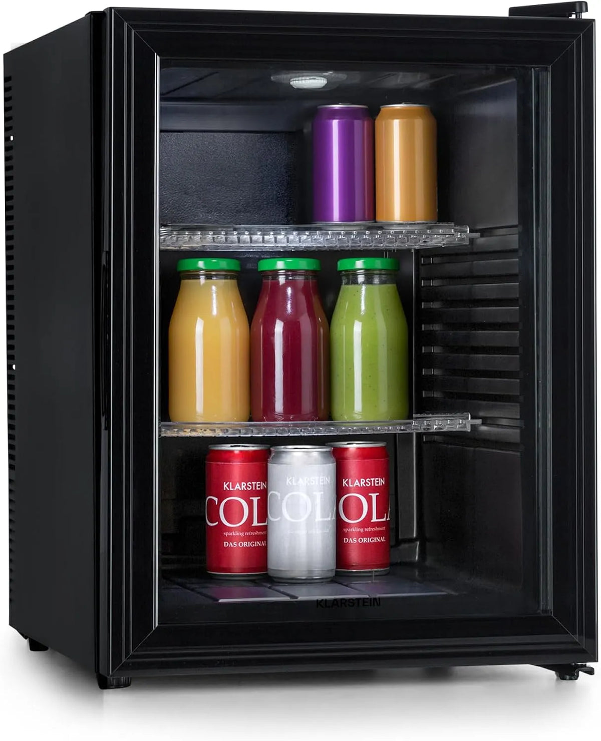 Klarstein Kühlschrank, 42 L, 12 bis 18 °C, Glas, leise, Verstellbare Ablagen, Kleiner Skincare 12-18°C, Klein & Leise, 42L, für Getränke, Snacks &