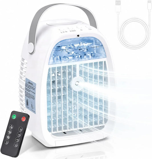 Klimaanlage, Mobile 1100ML, USB, Camping, 2 Sprühmodi, Klimagerät mit 3 Windstufen, Luftkühler mit Wasserkühlung ohne Abluftschlauch
