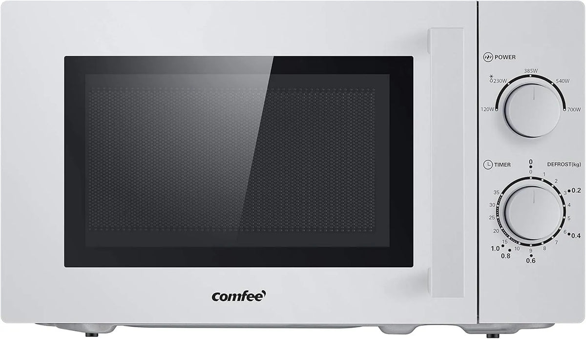 Mikrowelle Drehregler, 20L/700W, 20 L, 700 W, Auftaufunktion, Mikrowellenofen, Silber, Comfee CMSN 20 si Mikrowelle, Solo-Mikrowelle mit 5