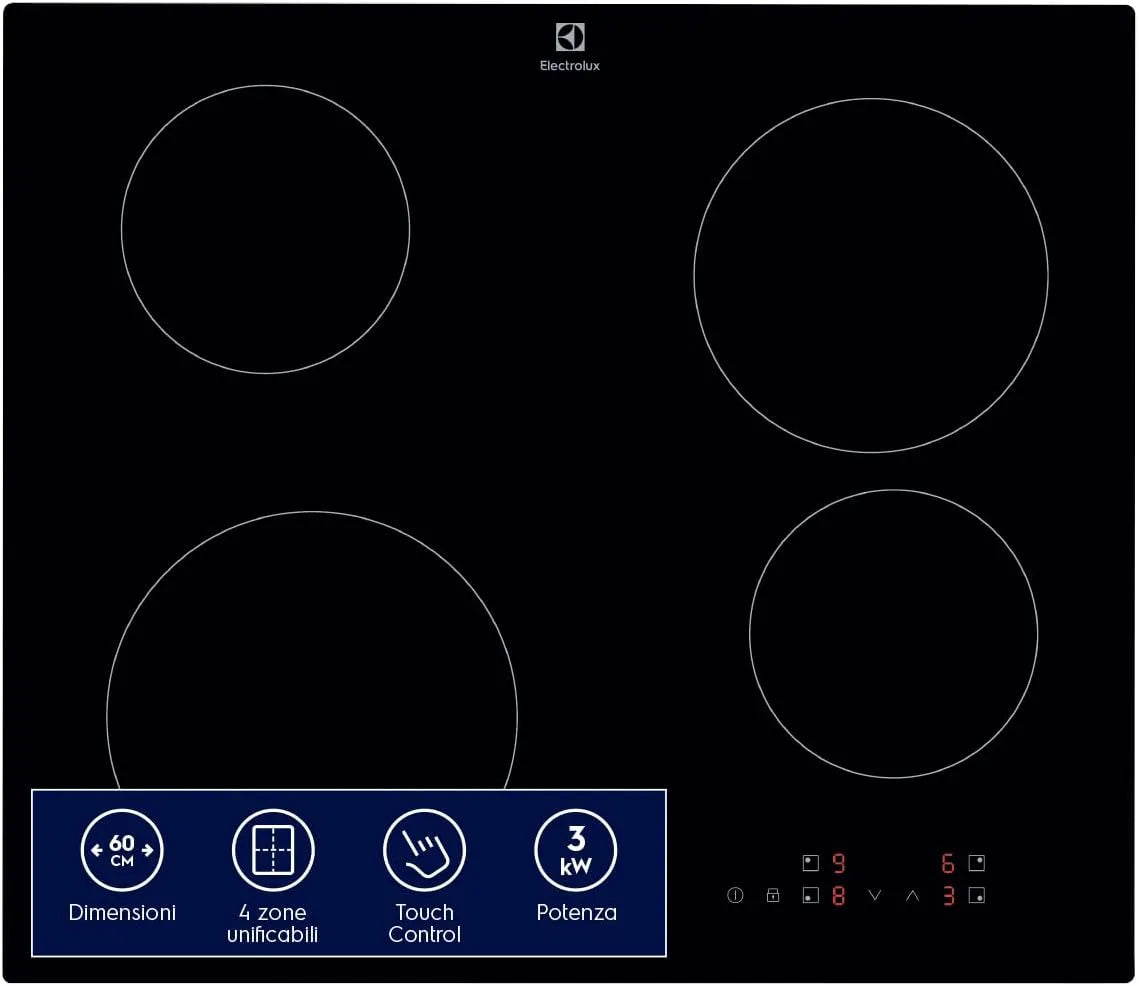 Electrolux Serie 300 EIB60424CK Induktionskochfeld, 590 x 520 mm, Induktionsplatte, Touch-Bedienung, Schwarz, 60 cm