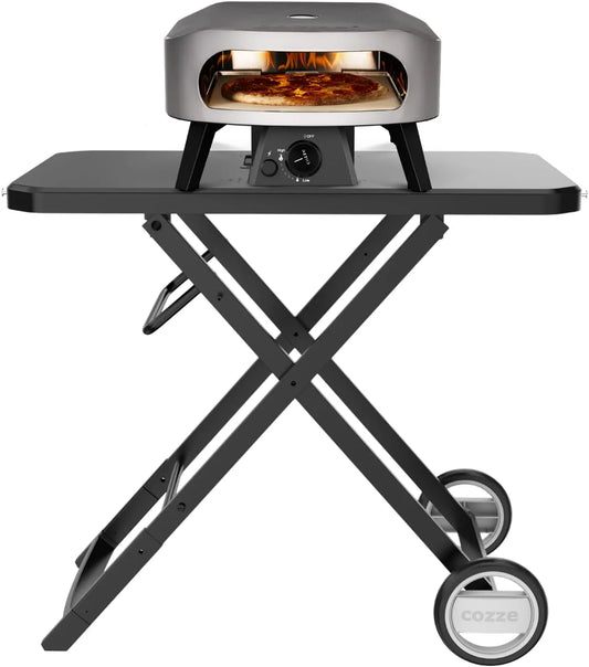 Elektrischer Pizzaofen, 13 Zoll, Outdoor, Schwarz, Tür & Pizzastein, Regler, Schlauch