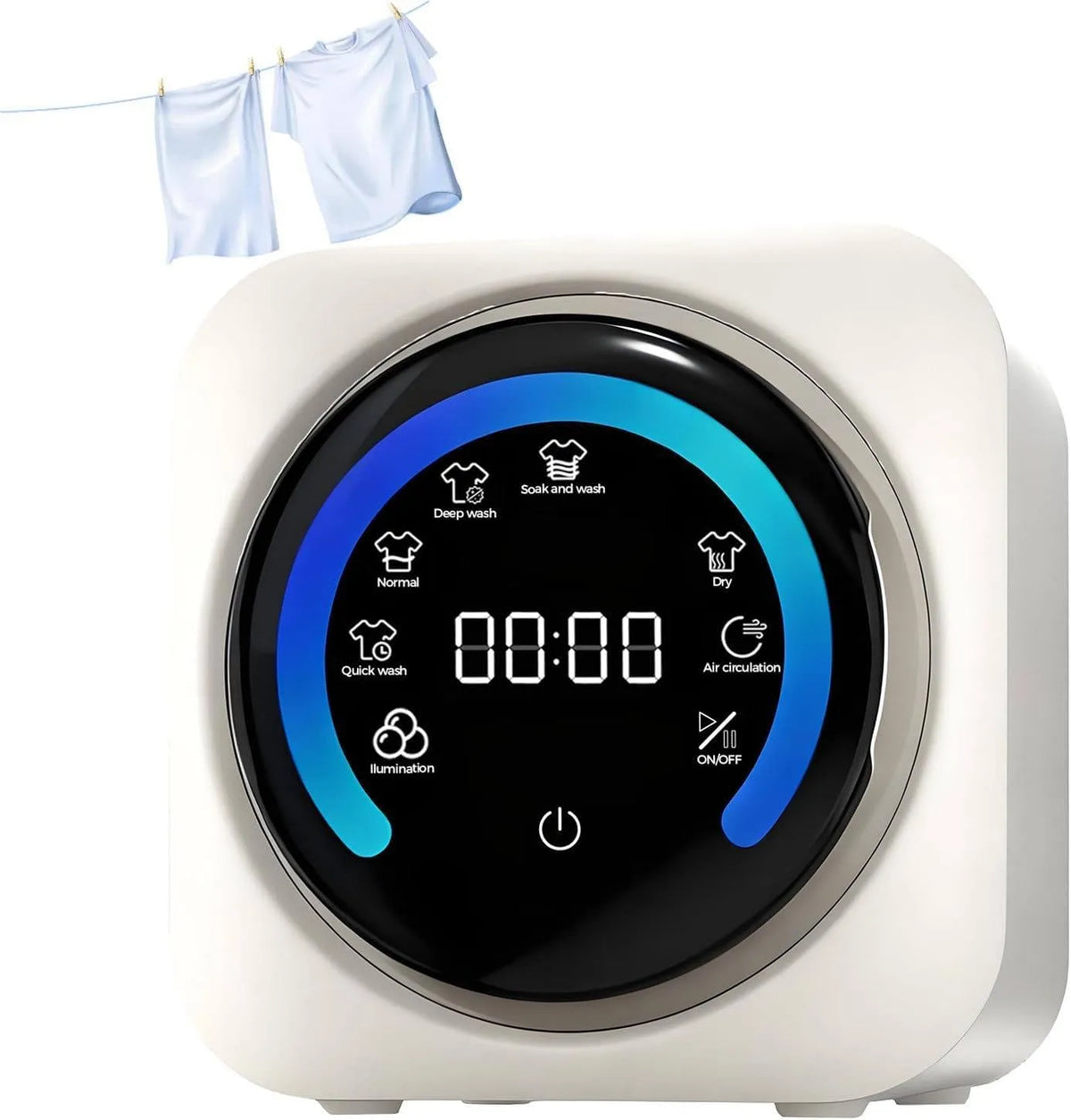 Waschtrockner, Waschmaschine, Trockner, LCD-Display, LCD-Panel, Wand- oder Tischmontage möglich, Fronttrommel, für kleine Kleidungsstücke, Unterwäsche