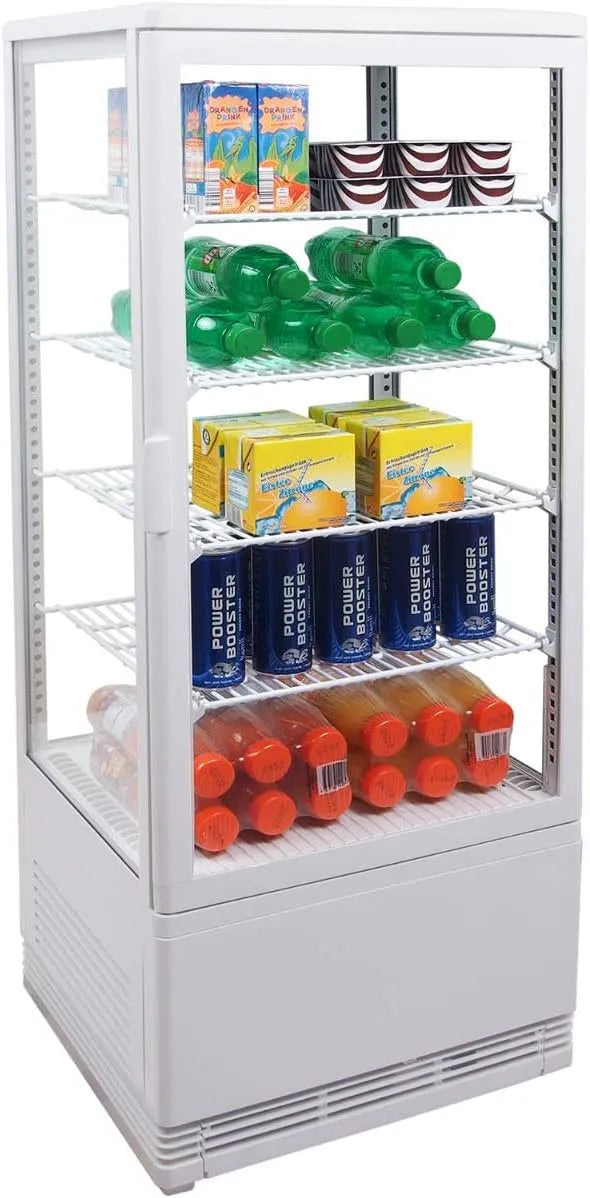 Kühlvitrine R600A 4-Seitig, 100 L, Weiß, ZORRO, ZORRO - Kühlvitrine weiß Kuchenvitrine Gastro - 100 Liter - R600A - 4-Seitig Doppelverglast