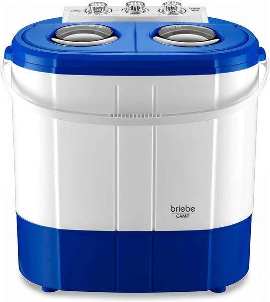 Waschmaschine, 3 kg, tragbar, Camping, Weiß, Kleine mit 2 Fächern, Blau, mit Schleuder, für Reisen, Wohnwagen, Wohnmobile, Geringer Wasser- und