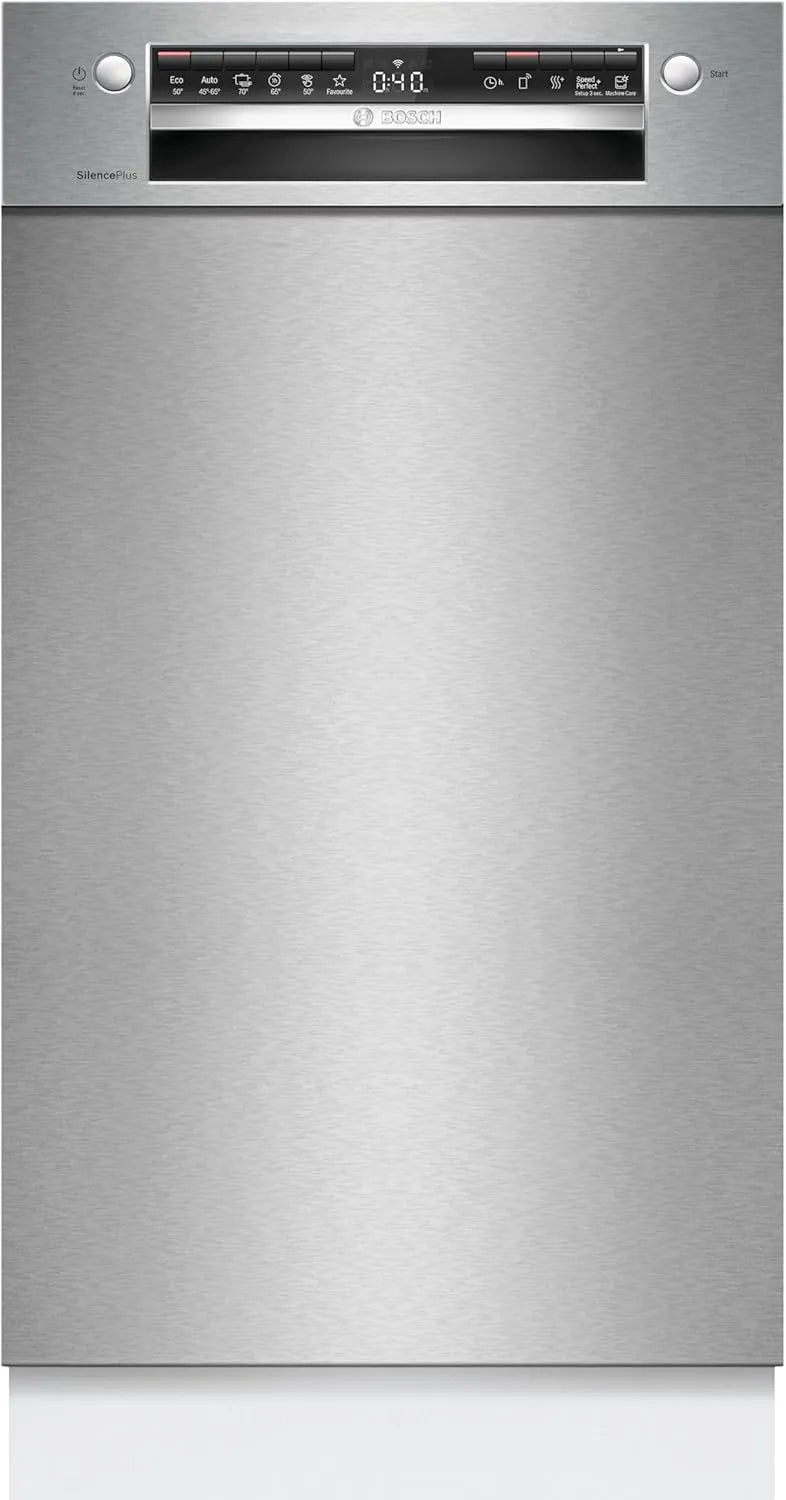 Bosch Serie 4 SPU4HMS10E Geschirrspüler, 45 cm, Hygiene, Slim-Format, Edelstahl, SpeedPerfect Plus, hygienische Reinigung, Besteckschublade