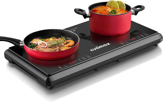 Kochfeld, Touch-Bedienung, Timer, Edelstahl, Schwarz, 2 Elektroplatten mit LED-Display, Touch-Steuerung, Kinderschutz