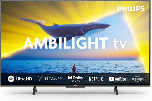 Philips 65PUS8109 65-Zoll Smart TV, Fernseher, 4K UHD, Dolby Audio, IPS-Panel, Google Assistant, Alexa und Siri, Titan OS Plattform und Dolby Atmos