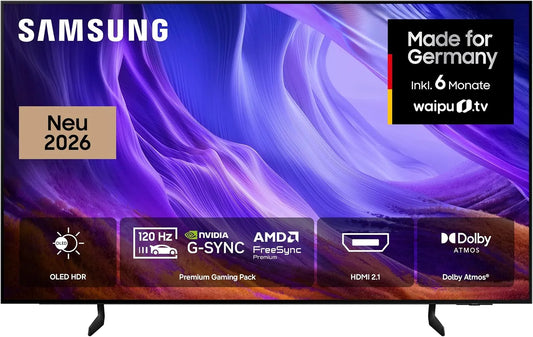 Samsung S83H Smart TV, 55 Zoll, 120 Hz, Fernseher, 4K UHD, OLED, HDR, Dolby Audio, HDMI, NVIDIA G-SYNC & AMD FreeSync Premium, Dolby Atmos, 138 cm