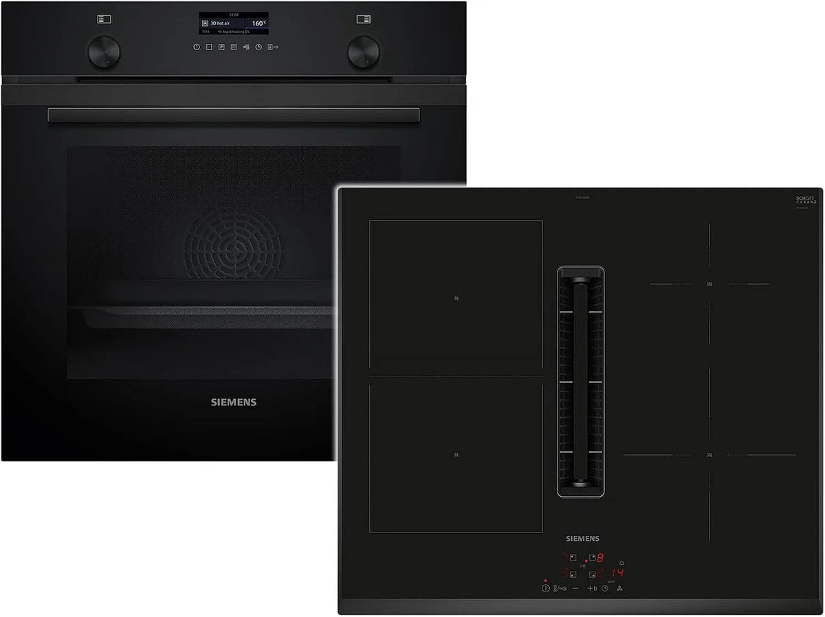 Siemens PQ526EA6BZ HB279GBB3 Backofen, Edelstahl, Schwarz, Siemens PQ526EA6BZ Set Pyrolyse Backofen Deep Black Inox HB279GBB3 +