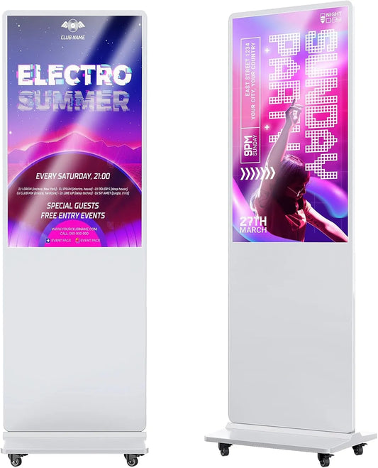 Digital Signage Display, LCD-Werbedisplay, Touch-Bedienung, WLAN, Android OS, 4K UHD, HDMI, USB, digitaler Werbeanzeige, Weiß, Non Touch Screen