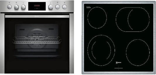 NEFF EDx40 E1CCD2AN3 Elektrokochfeld, 60 x 60 cm, Edelstahl, Cerankochfeld, LED-Display & M13R42N2, N 30, N 50, Herd-Set bestehend aus E1CCD2AN3