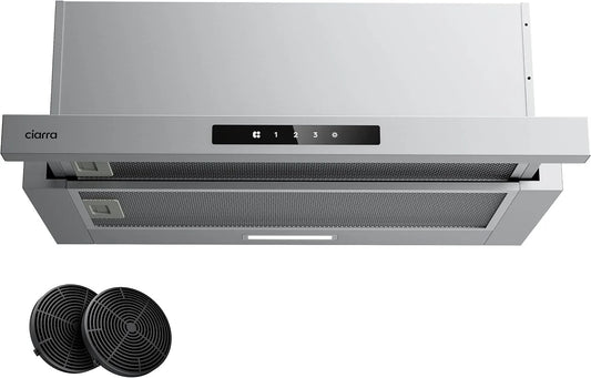 CIARRA CBCS6909A Dunstabzugshaube, 60 cm, Küchenhaube, Abluft- und Umluftbetrieb