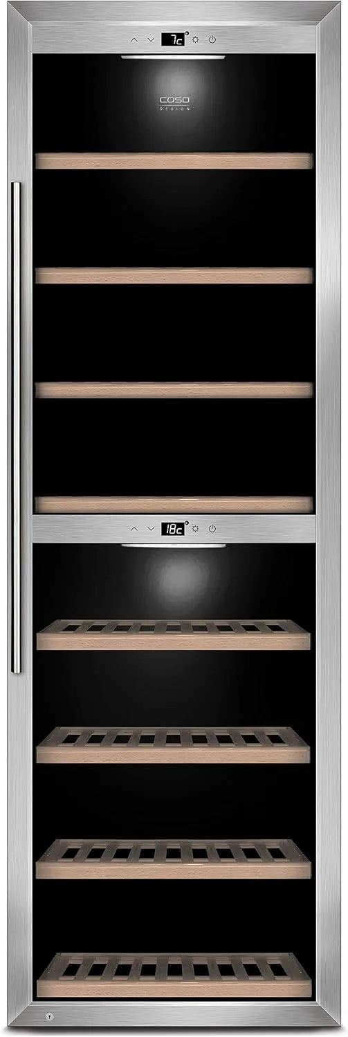 Caso WineComfort 1800 Smart Weinkühlschrank, 180 Flaschen, Edelstahl, Caso WineComfort 1800 Smart-App-Gesteuerter Weintemperierer mit, Glas