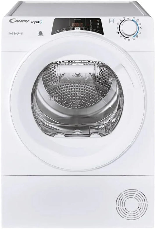 Candy H8A2TE-S Wäschetrockner, 8 kg, WLAN, Bluetooth, Candy RapidÓ ROE H8A2TE-S Wärmepumpentrockner, Easycase-Kondenswasserbehälter mit optischer