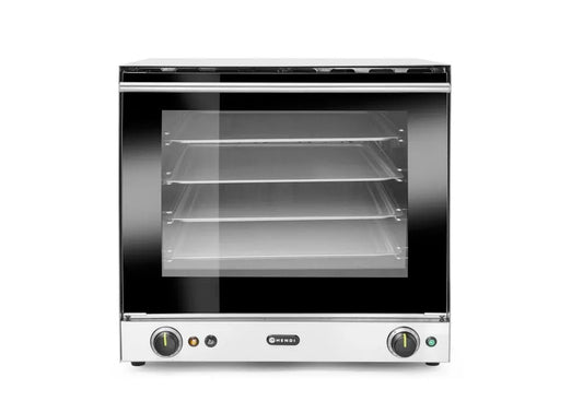 Backofen H90S 230V/2670W, 2 L, 2670 W, 50 bis 300 °C, 230 V, Dampf, 2 Temperaturzonen, Edelstahl, 595x595x, HENDI Heißluftofen mit Beschwadung, 570