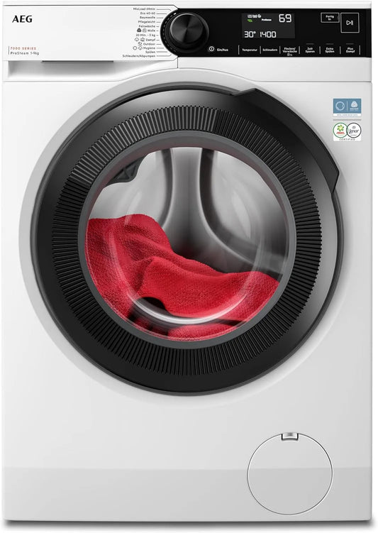 AEG Serie 7000 LR7AMZ491FL Waschmaschine, 9 kg, Dampf, leise, 1400 U/min, ProSteam, A-20%, AEG Waschmaschine 9kg, Weniger Bügeln & Mehr Frische