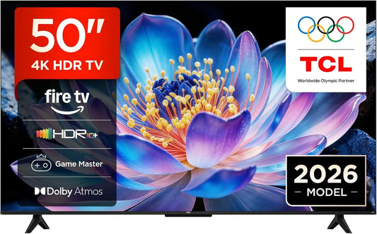 TCL 50V6D Smart TV, 50 Zoll, Fernseher, 4K UHD, HDR, Dolby Audio, HDR10+, Dolby Atmos, AirPlay 2, DTS:x, Kompatibel mit Alexa, Fire TV, Game Master