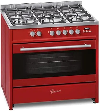Gasherd mit Elektrobackofen, 90 cm, Rot, Gurari Gasherd mit Elektrobackofen GCH E 911 R Gas Elektro Standherd 90 cm in Rot