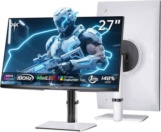 Monitor HDR1400 DCI-P3, 27 Zoll, 100×100mm, 2560 × 1440, 1 ms, 180 Hz, Gaming-Ausstattung, Quantum Dot, HDMI, PC-Bildschirm, Weiß, 99% sRGB, 96%
