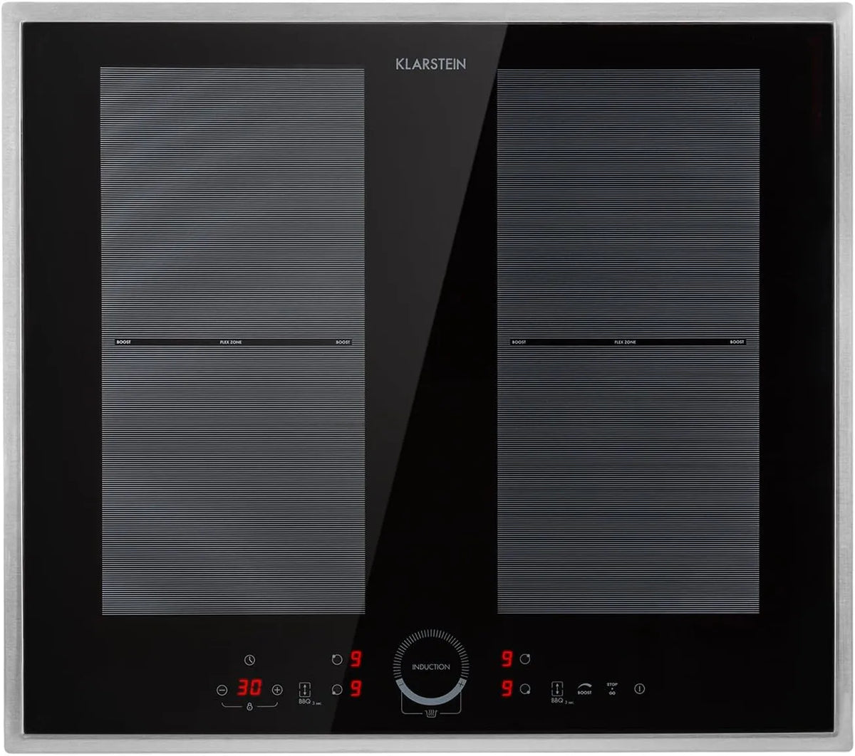 Klarstein Glaskeramikkochfeld, 4 Kochzonen, Touch-Bedienung, Timer, Digitalanzeige, Induktionskochfeld mit 4 Platten, Touch-Display, 7000 Watt