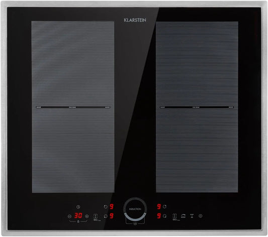 Klarstein Glaskeramikkochfeld, 4 Kochzonen, Touch-Bedienung, Timer, Digitalanzeige, Induktionskochfeld mit 4 Platten, Touch-Display, 7000 Watt