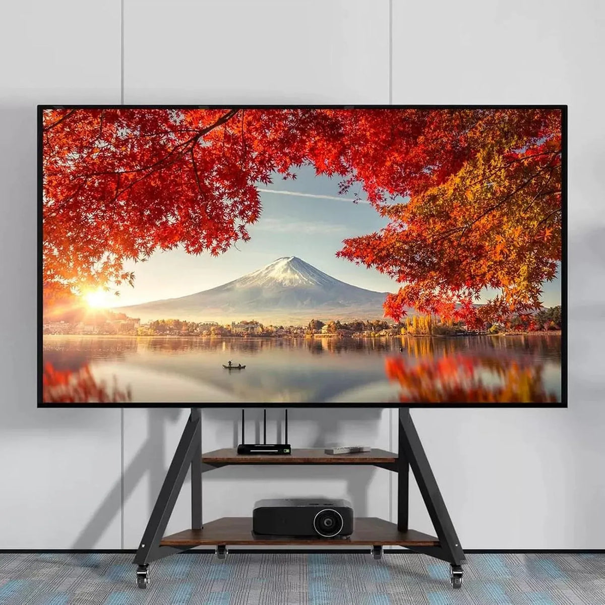TV-Möbel, 100 Zoll, tragbar, mobiler Wagen für 65, unterstützt bis zu 100 kg, Verstellbarer rollbarer TV-Ständer auf Rädern, für Zuhause und Büro