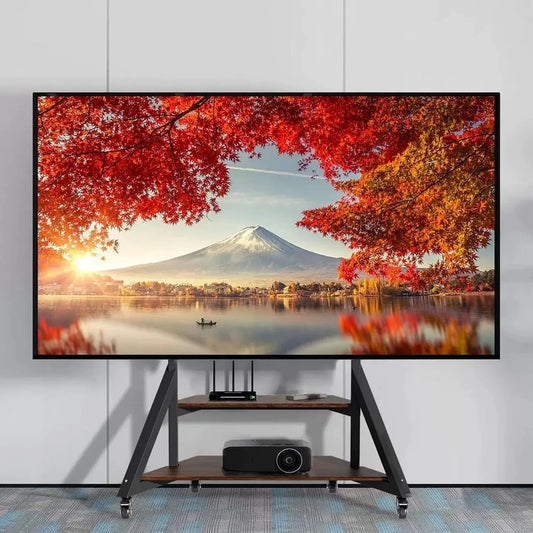 TV-Möbel, 100 Zoll, tragbar, mobiler Wagen für 65, unterstützt bis zu 100 kg, Verstellbarer rollbarer TV-Ständer auf Rädern, für Zuhause und Büro