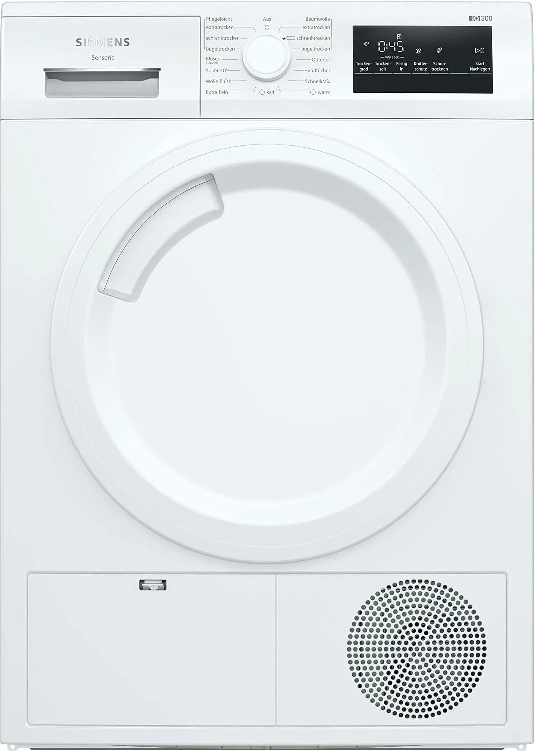 Siemens iQ300 WT43HV03 Wäschetrockner, 7 kg, Outdoor, Weiß, 212 kWh pro Jahr, autoDry