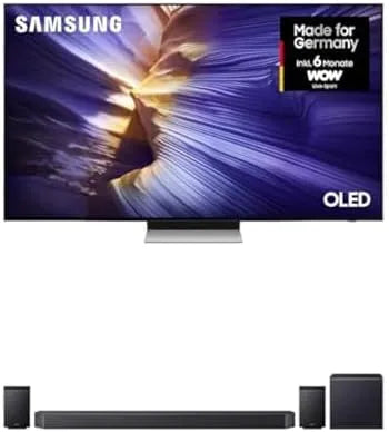 Samsung Serie 11 S90F Smart TV, 77 Zoll, Fernseher, 4K UHD, OLED, HDR, Dolby Audio, 4-Kanal-Soundbar mit kabellosem 8'-Dual-Subwoofer & 4, 195 cm
