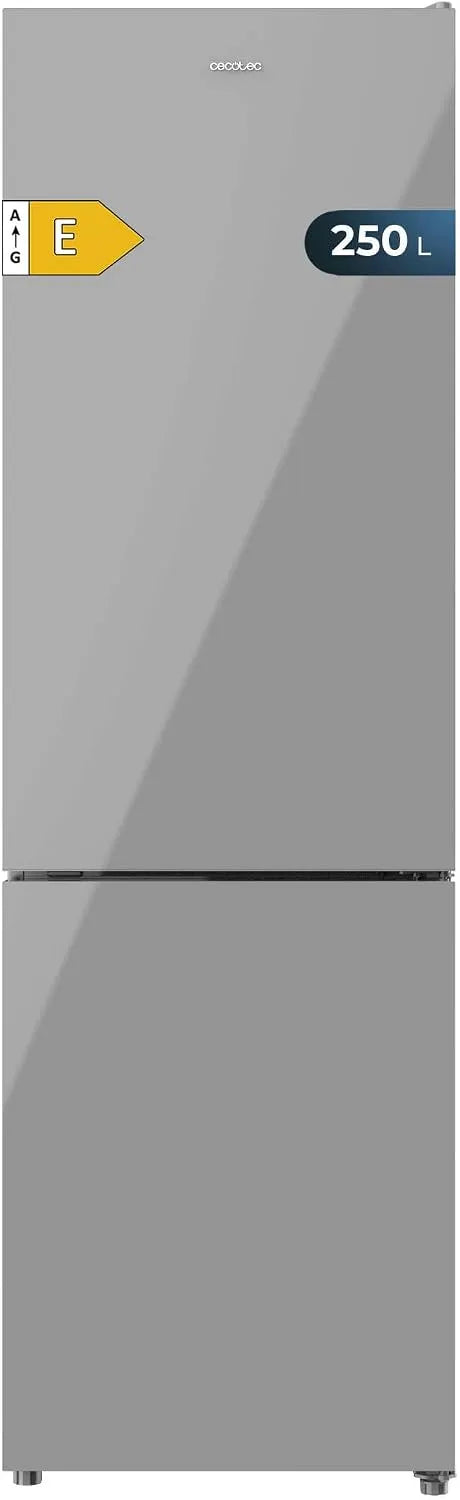 Cecotec Bolero CoolMarket Combi Kühlschrank, 250 L, 180x55 cm, Energieklasse E, No Frost, Grau, Schnellkühlung, Multi Air Flow