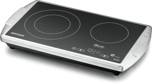 Rommelsbacher Made in Germany, Doppelkochplatte CT, SCHOTT CERAN®Kochfläche, 2 Kochzonen 3403/TC, 9 Leistungsstufen, Touch Control, Edelstahl