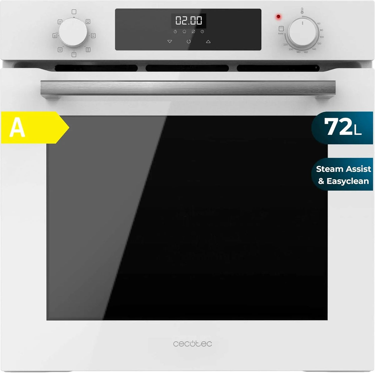 Cecotec 60 cm, Glass White A, 2800 W, 72 l Bolero Hexa M226000, Steam Base x2, Grillmodus, Fan Assisted Grill, 7 Funktionen, Steam EasyClean