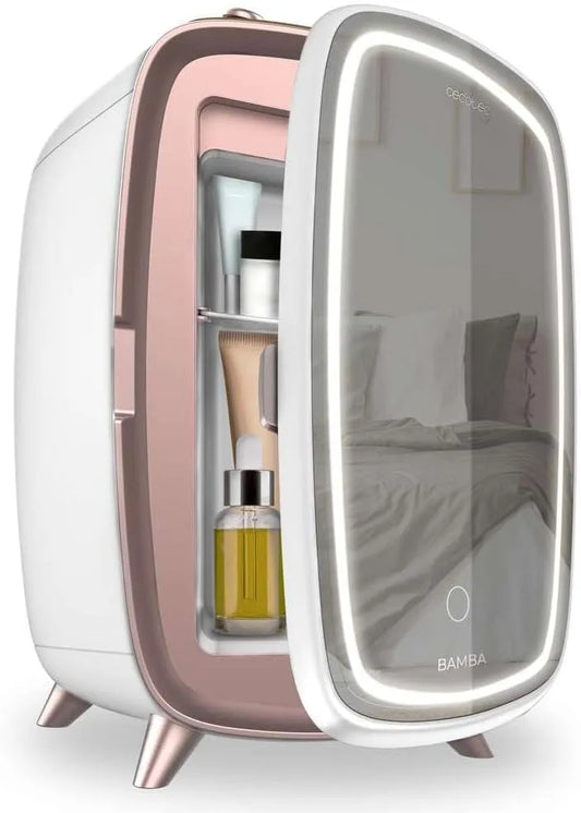 Cecotec Kühlschrank, 6 L, LED-Licht mit 3 Intensitäten, Kühlung bis zu 10oC, Cecotec Kleiner Kosmetikkühlschrank 6L Bamba CoolingBeauty 6000 Mirror